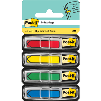 POST-IT Index Pijlvormig 1,19 x 4,32 cm Kleurenassortiment 4 Stuks à 24 Strips (684ARR3)