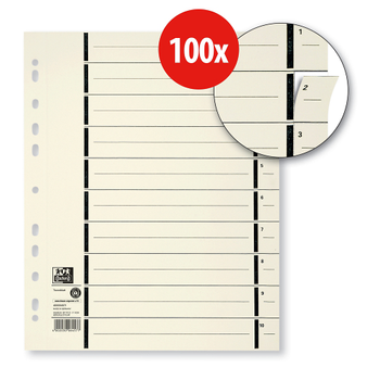 OXFORD 1 tot 10 Scheidingsbladen A4 Chamois 10 tabs Karton 11 Gaten 400004671 100 Stuks (400004671)
