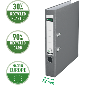 LEITZ 180° Smal Classeur A4 52 mm Grijs 2 Ringen 1015 PP (Polypropeen) Staand (10155085)