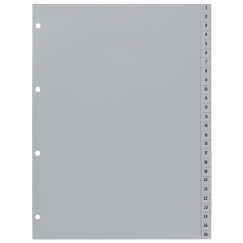 Hetzel Numerieke Tabbladen 721308 A4 Grijs 52 tabs Geperforeerd Polypropyleen 1 tot 52 (721308)