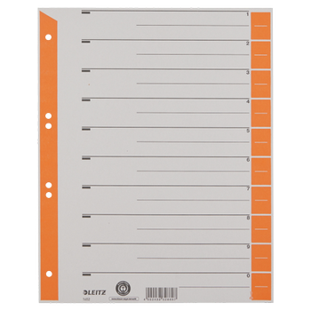 LEITZ 1 tot 10 Tabbladen A4+ Oranje Oranje 10 tabs Karton 6 Gaten 1652 100 Stuks (16520045)