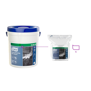 Tork Fleece, Polyester,  Viscose Handreinigingsdoekjes W14 - Handige emmer 15.7mx 135mm verpakking Wit 58 stuks (190592)