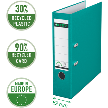 LEITZ 180° Breed Classeur A4 82 mm Turkoois 2 Ringen 1010 PP (Polypropeen) Glad Staand (10105052)