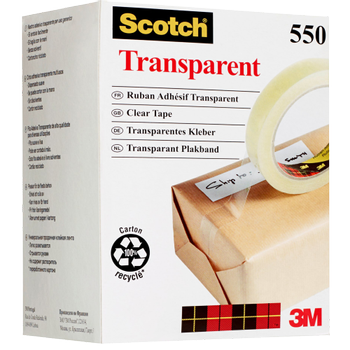 SCOTCH Plakband Crystal Clear 550 Transparant 19 mm (B) x 66 m (L) PP (Polypropeen)  8 Rollen (7100194347)