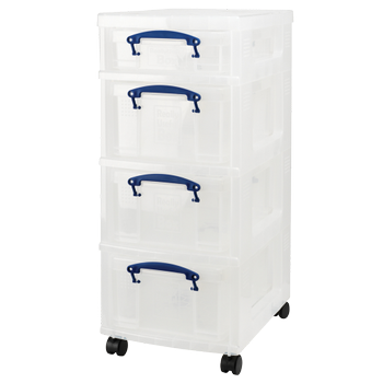 Really Useful Box Kunststof Box 3 x 9L, 1 x 4 l Transparant 30 x 40 x 73 cm (ST1X4C3X9C)