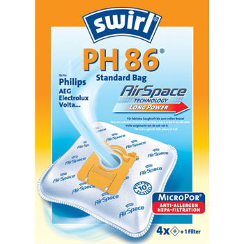 Swirl Stofzuigerzak PH 86 AirSpace Wit 4 Stuks (179411)