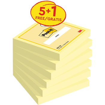 POST-IT Zelfklevende memoblaadjes 76 x 76 mm Kanariegeel 100 Vellen Voordeelpak 5 + 1 GRATIS (FT510281049)