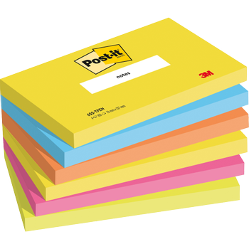 POST-IT Notes 127 x 76 mm Energie Kleuren 6 Blokken van 100 Vellen (655TFEN)