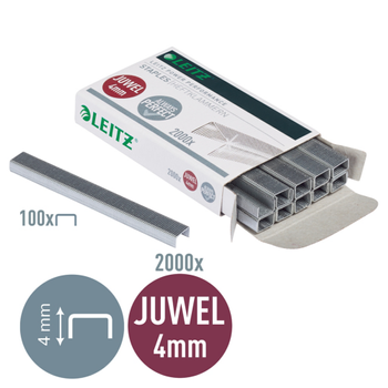 LEITZ JUWEL Nietjes 4 mm 56400000 Gegalvaniseerd staal Zilver 2000 Nietjes (56400000)