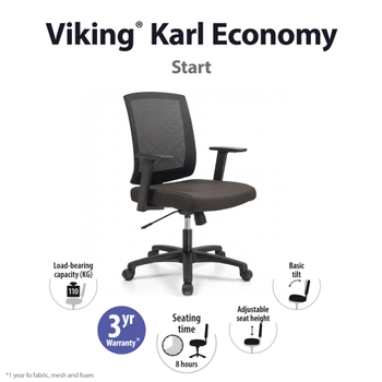 REALSPACE Karl Economy Bureaustoel Basis mechanisme Mesh, stof Vaste armleuning In hoogte verstelbare zitting Zwart 110 kg MC1002C (5571508)