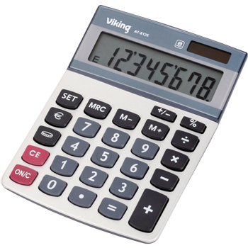 VIKING Bureaurekenmachine 8 -cijferige display Zilver Batterij, Zonne-energie AT-812E (5841846)