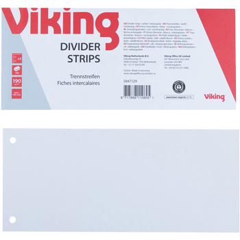 VIKING Scheidingsstroken 100% Gerecycled A4 Wit Karton Rechthoekig 2 Gaten 5847129 100 Stuks (5847129)