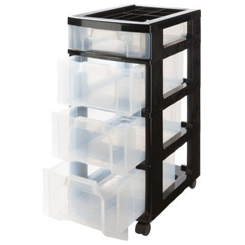 Really Useful Box Kunststof Ladekast 43 l Transparant,  zwart 30 x 42 x 72,5 cm (DT1018)