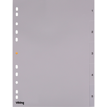 VIKING 1 tot 5 Numerieke tabbladen A4 Grijs 5 tabs PP (Polypropeen) 11 Gaten 400195036 (400195036)