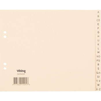 VIKING Standard A - Z Alfabetische tabbladen 100% Gerecycled A4 Vaalgeel 20 tabs 100 g/m² Papier 4 Gaten (5915205)
