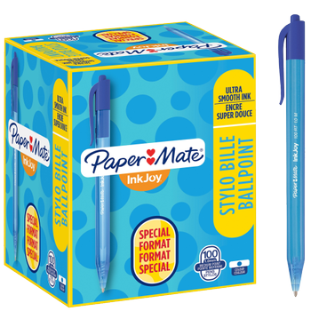 PAPERMATE InkJoy 100 RT InkJoy Intrekbaar Balpen Blauw 0,8 mm Medium Balpen 100 Stuks (FG614400BEIG)