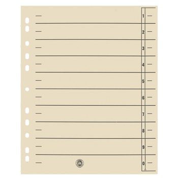 VIKING 1 tot 10 Scheidingsbladen 100% gerecycled Speciaal Chamois 10 tabs Karton 11 Gaten 100 Stuks (6052581)