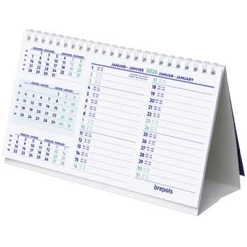 Brepols Bureaukalender 2026 3 Maanden per pagina Duits, Frans, Engels, Nederlands 12,5 (B) x 0,3 (D) x 21 (H) cm Wit (1.851.9900.00.4.0)