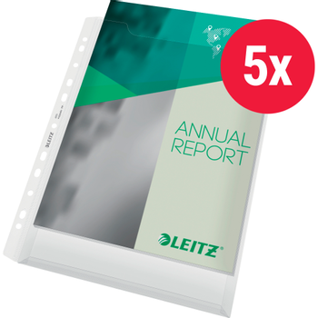 LEITZ Premium Showtassen A4 Glashelder Transparant 180 micron PP (Polypropeen) Boven 11 Gaten 5 Stuks (4751-30-03)