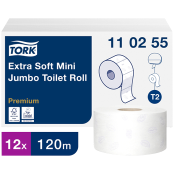 Tork Mini Jumbo Toiletpapier T2 3-laags 110255 12 Rollen à 600 Vellen (110255)