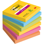 POST-IT Carnival Super Sticky Notes 76 x 76 mm Kleurenassortiment Vierkant Blanco 6 blokken à 90 Vellen