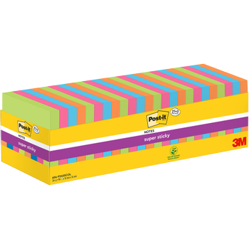 POST-IT Super Sticky Notes 76 x 76 mm Neon Kleuren 90 Vellen Voordeelpak 21 blokken + 3 GRATIS (654SSVP24COLEU)