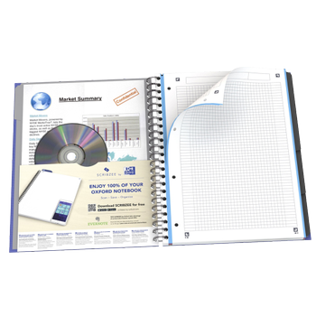 OXFORD Office Essentials Schrijfblok A4+ Geruit Spiraal gebonden Karton Kleurenassortiment Geperforeerd 240 Pagina's 5 Stuks à 120 Vellen (100104738PACK)