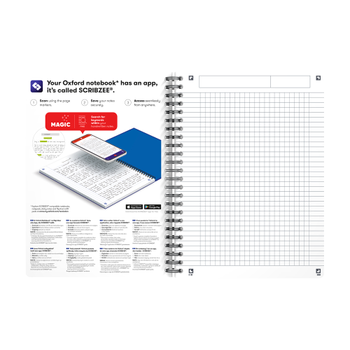 OXFORD Office Essentials Schrijfblok A5 Geruit Spiraal gebonden Karton Zwart Niet geperforeerd 180 Pagina's 90 Vellen (100102565)