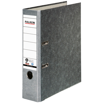 FALKEN Breed Classeur A4 80 mm Grijs 2 Ringen 10311975 Karton Wolkenmarmer (10311975)