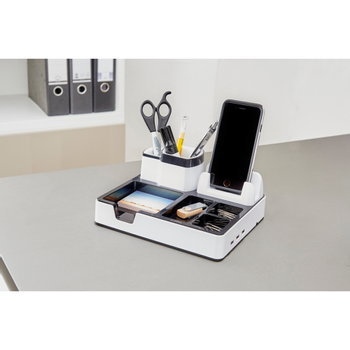 MONOLITH Bureau organizer Wit, zwart Kunststof 21,7 x 18,7 x 9,6 cm (190MO003DW)