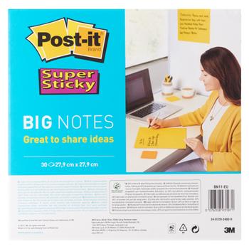 POST-IT Super Sticky Notes 279 x 279 mm Geel Vierkant Blanco 30 Vellen (76308931971)