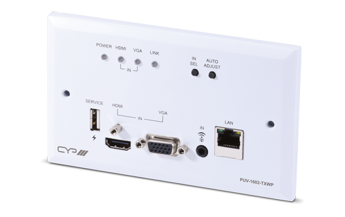 CYP 5-Play HDBaseT Transmitter - VGA/HDMI Wallplate (inc. PoH & single LAN, up to 100m (PUV-1602TXWP)
