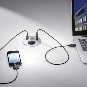 Kindermann CablePort table² - Pöytäkaivo sähkö-, USB-, HDMI- ja Cat-6 liittimillä (7449000040)