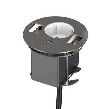 Kindermann CablePort table³ - Pöytäkaivo sähkö- ja USB/ C-liitännöillä,  kaksi kaapeliläpivientiä (7449000044)