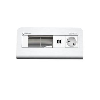 Kindermann CablePort desk²80 - 4-slot, alu - 1 sähkö, 1 tupla USB lataus (7430000351)