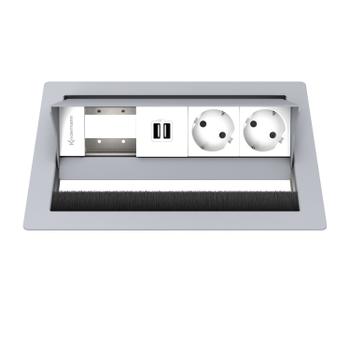 Kindermann CablePort standard² - 4-slot RAL 9006 - 2 sähköä, 1 tupla USB lataus (7492000172)
