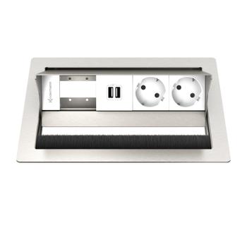 Kindermann CablePort standard² - 4-slot teräs - 2 sähkö, 1 tupla USB lataus (7492000152)