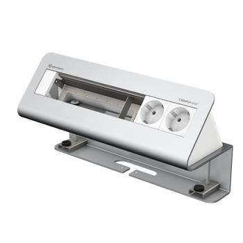 Kindermann CablePort desk² - 6-slot alu - 2 sähköä (7430000062)