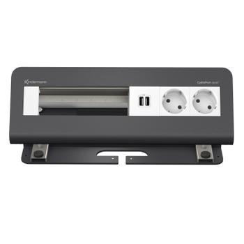 Kindermann CablePort desk² - 6-slot RAL 7015 - 2 sähköä, 1 tupla USB lataus (7430000182)