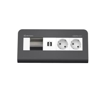 Kindermann CablePort desk² 80 - 4-slot RAL 7015 - 2 sähkö, 1 tupla USB lataus (7430000372)