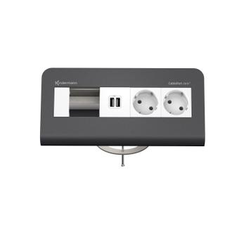 Kindermann CablePort desk² 80 - 4-slot RAL 7015 - 2 sähkö, 1 tupla USB lataus (7430000372)