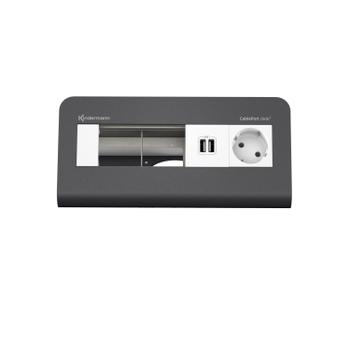 Kindermann CablePort desk²80 - 4-slot RAL 7015 - 1 sähkö, 1 tupla USB lataus (7430000371)