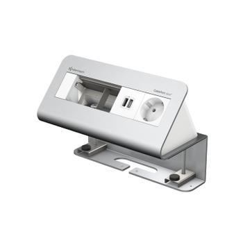Kindermann CablePort desk² - 4-slot alu - 1 sähkö, 1 tupla USB lataus (7430000151)