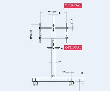 Omb Manuaalisesti korkeussäädettävä - kärry LCD näytöille (7075)