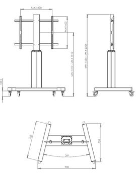 Omb Sähkösäätöinen kärry - 700mm säätöalue,  10cm pyörät, turvalukitus (7154)
