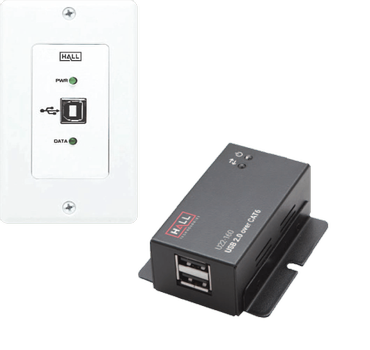 Hall Technologies USB 2.0 over UTP Extender DecoraÂ® Wall Plate with 2-Port Hub - USB 2.0 over UTP Extender DecoraÂ® Wall Plate with 2-Port Hub (U22-160-DP)