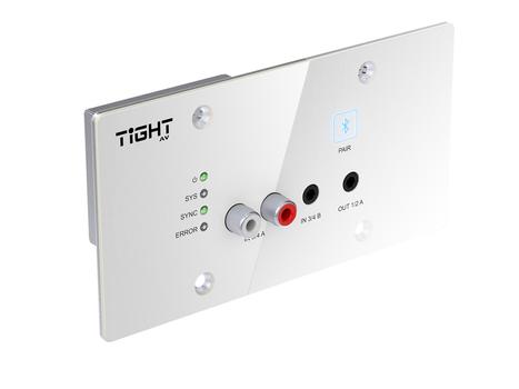 TightAV AU-BT413WP-DA-WH | 4x3 Wall Plate Dante Interface with Bluetooth,  White (AU-BT413WP-DA-WH)