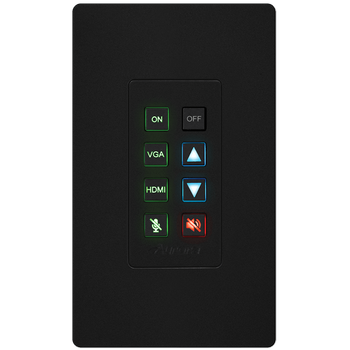 Aurora Multimedia 8-button 1-gang backlit button control pad with serial, IR, and Ethernet control ports (black) (DXB-8i-G2-B)