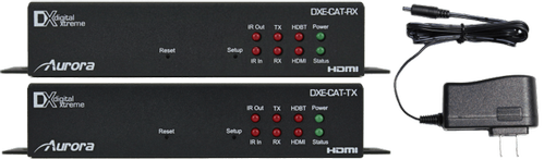 Aurora Multimedia 330/600ft - 1080P 60hz / 4K, 48 Bit Color, IR, RS-232 & Dual Lan Kit includes DXE-CAT-TX2-4K,  DXE-CAT-RX2-4K & PS0080-1 Power Supply (DXE-CAT-S2-4K)