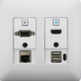 Aurora Multimedia 2 input HDBaseT transmitter wall plate (330/ 600-ft VGA & HDMI, white) (DXW-2-W)